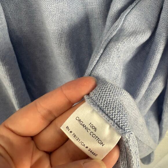 Eileen Fisher Organic Cotton Open Front Cardigan Sweater Blue Purple Large - Picture 3 of 6